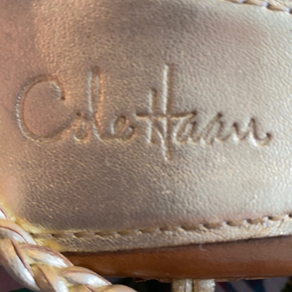 Cole Haan Gold Cork Wedge Sandals Espadrilles - Picture 11 of 12